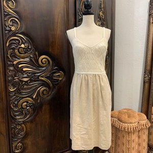 Banana Republic Ruched Cream Silk Dress 6